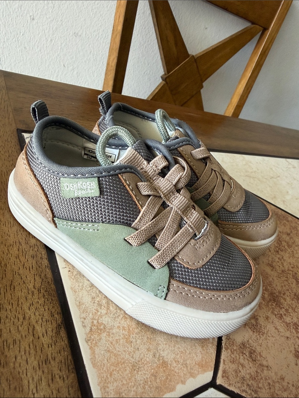 OshKosh B'gosh Kids' Green & Taupe Mesh Casual Sneakers